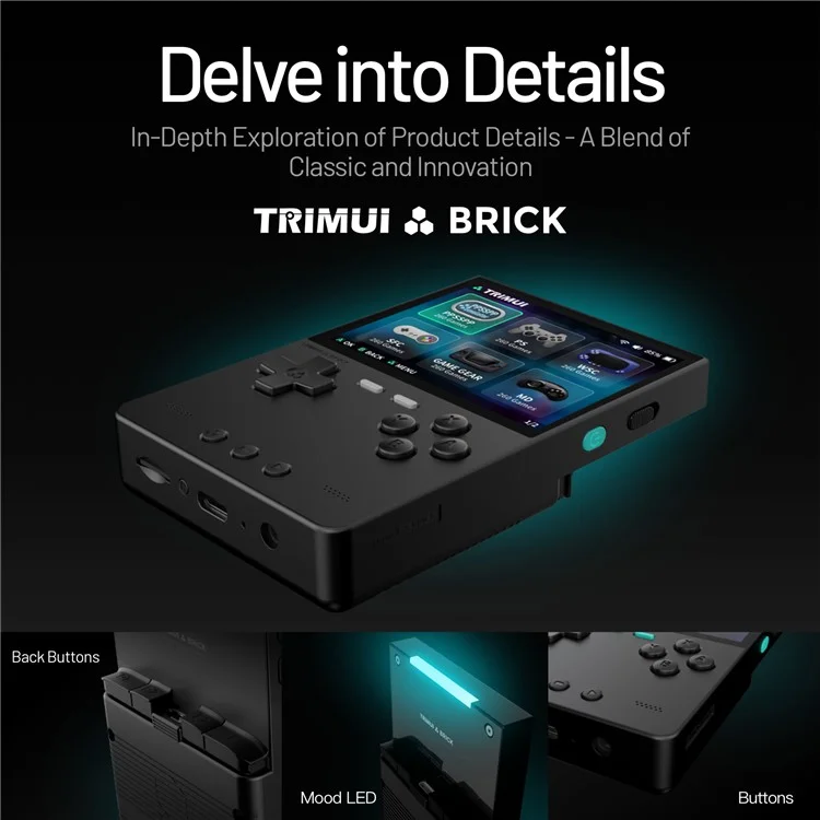 AMPOWN TRIMUI BRICK Handheld Game Console 3.2 inch IPS Screen Open Source Arcade Retro Game Device - White