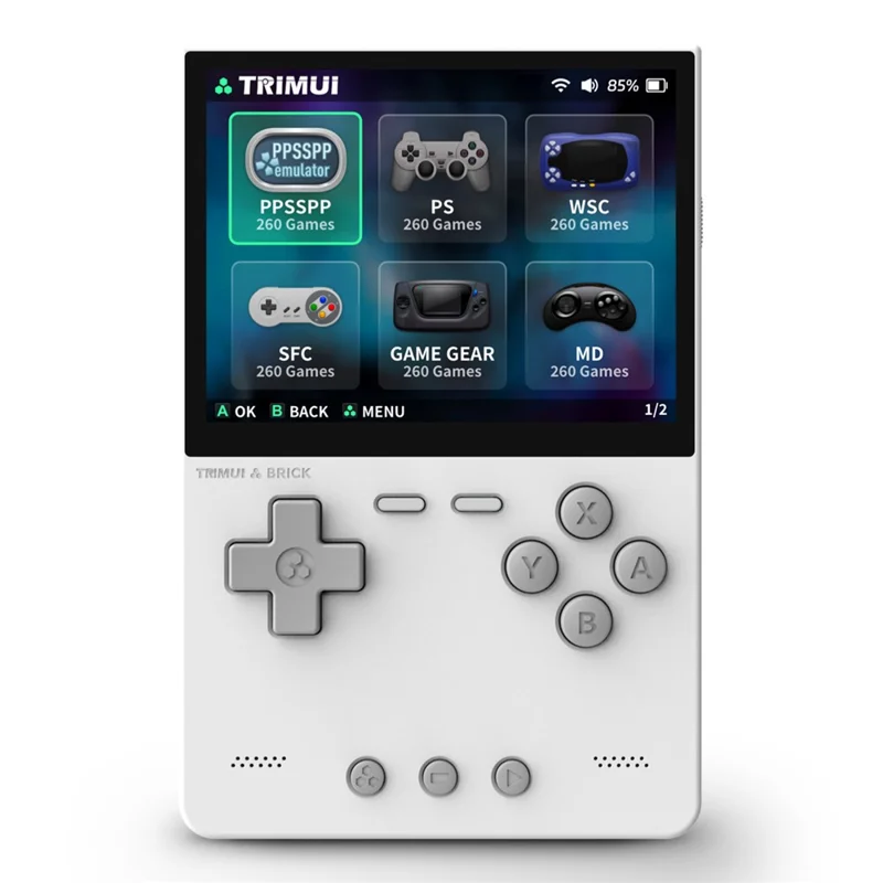 AMPOWN TRIMUI BRICK 64G Handheld Game Console 3.2 inch IPS Screen Open Source Arcade Retro Game Device - White