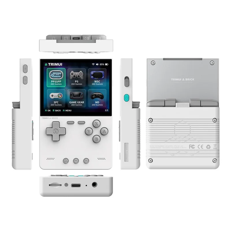 AMPOWN TRIMUI BRICK 64G Handheld Game Console 3.2 inch IPS Screen Open Source Arcade Retro Game Device - White