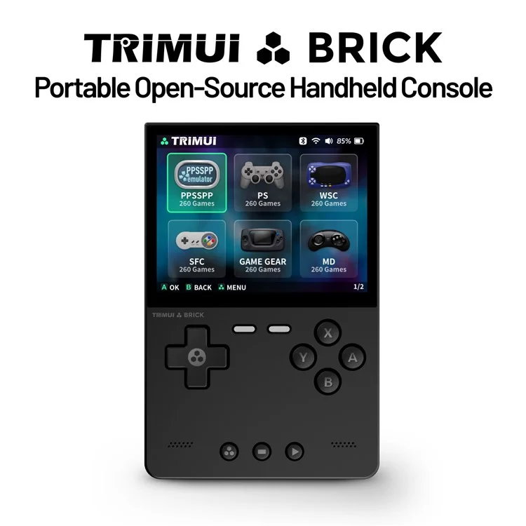 AMPOWN TRIMUI BRICK 128G Handheld Spielekonsole 3,2 Zoll IPS-Bildschirm Open Source Arcade Retro-Spielegerät - Schwarz