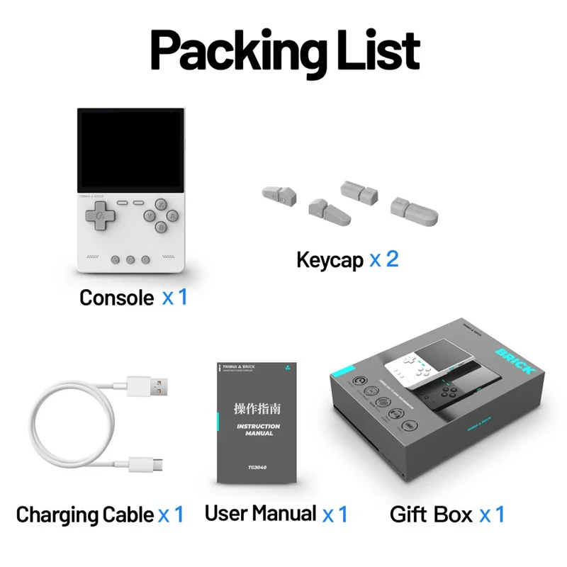 AMPOWN TRIMUI BRICK 128G Handheld Game Console 3.2 inch IPS Scherm Open Source Arcade Retro Game Apparaat - Wit