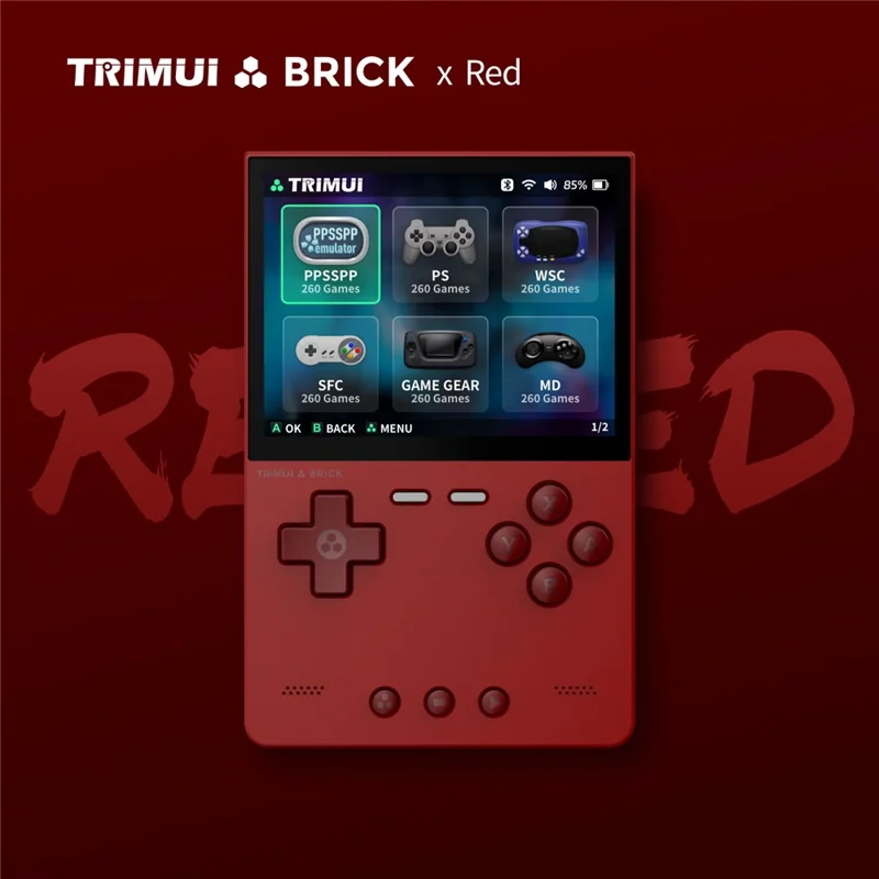TRIMUI BRICK 128G Handheld Game Console 3.2 inch IPS Screen Open Source Arcade Retro Game Device - Red