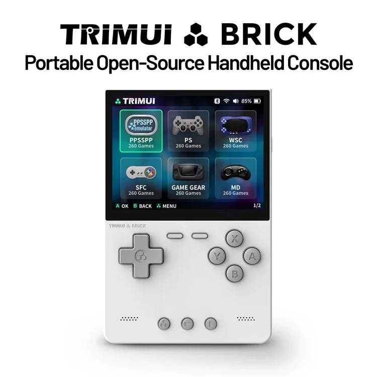 AMPOWN TRIMUI BRICK 256G Handheld Game Console 3.2 inch IPS Screen Open Source Arcade Retro Game Device - White