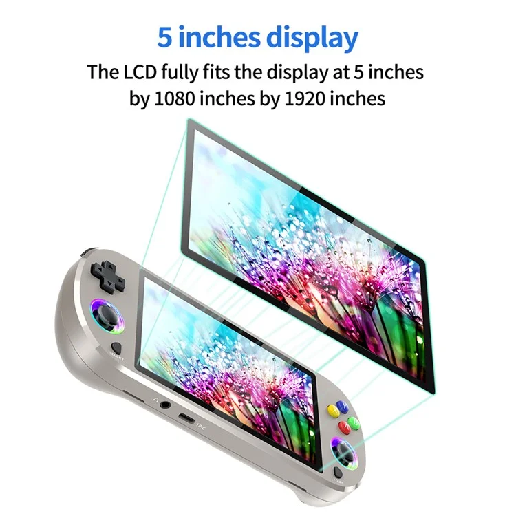 AMPOWN M22 Handheld Game Console Retro HD 5 inch Display Portable Game Device with 2 Controllers - Grey