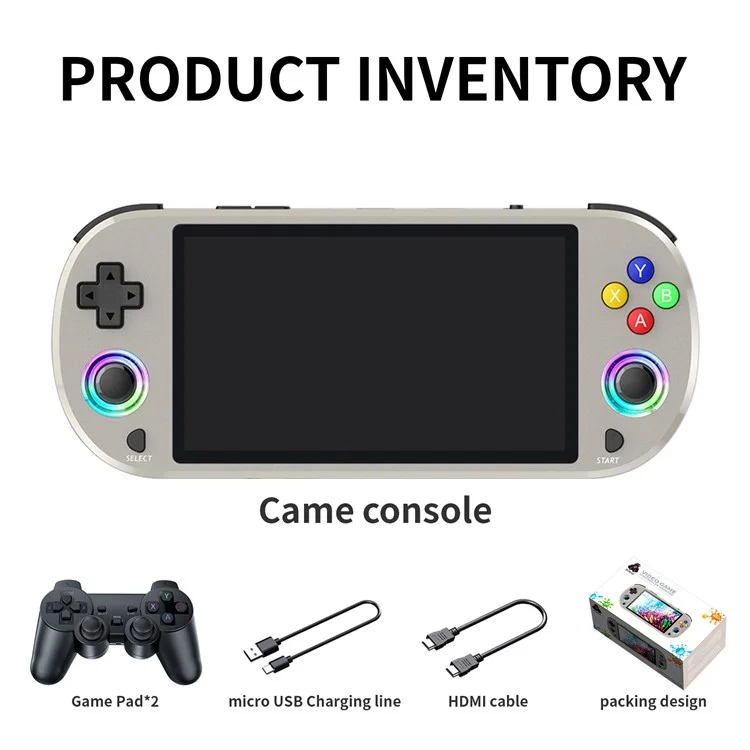 AMPOWN M22 64G Console de Jogos Portátil Retrô HD com Tela de 5 Polegadas e 2 Controles - Cinza