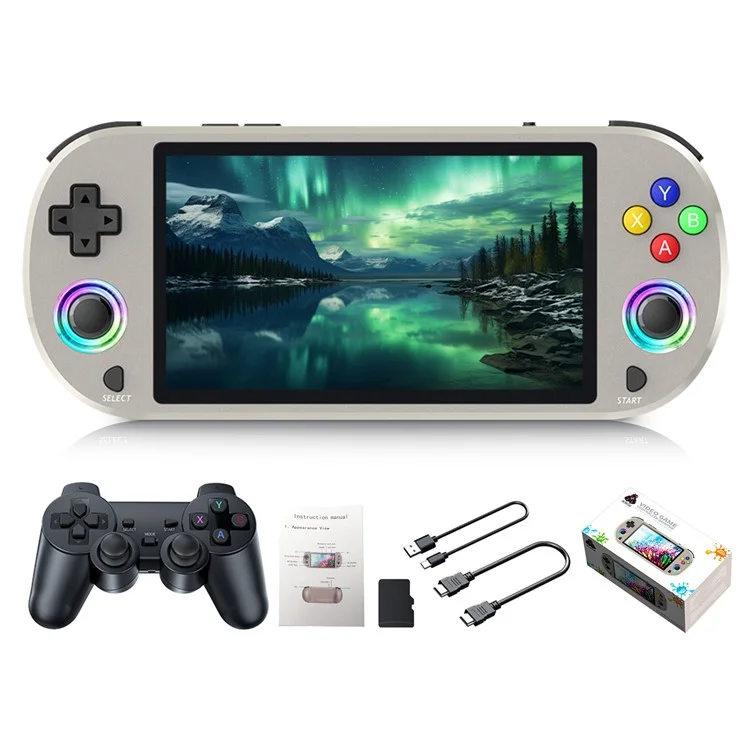 AMPOWN M22 128G Handheld Game Console Retro HD 5 inch Display Portable Game Device with 2 Controllers - Grey