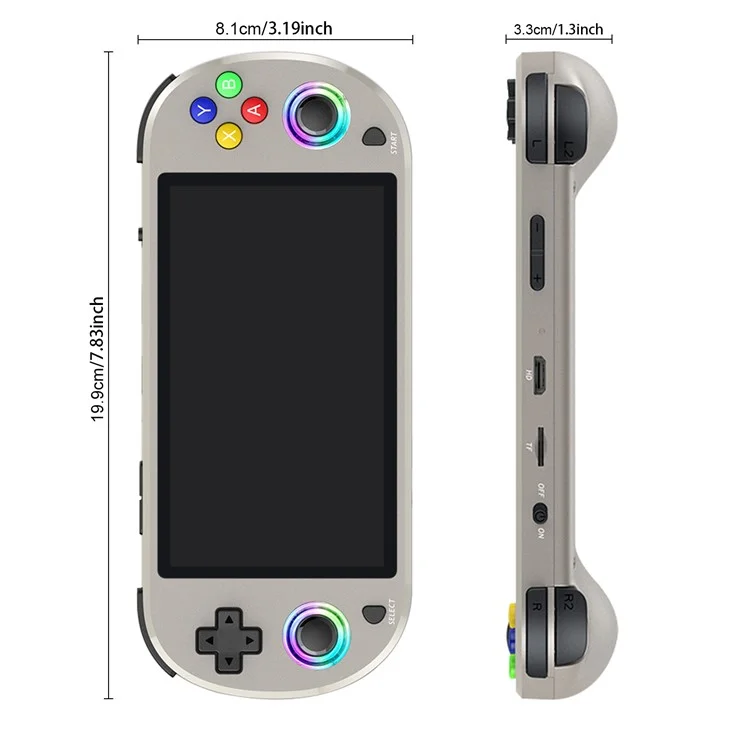AMPOWN M22 128G Handheld Game Console Retro HD 5 inch Display Portable Game Device with 2 Controllers - Grey