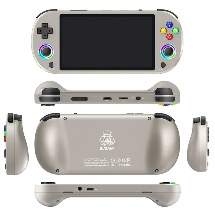 AMPOWN M22 128G Handheld Game Console Retro HD 5 inch Display Portable Game Device with 2 Controllers - Grey