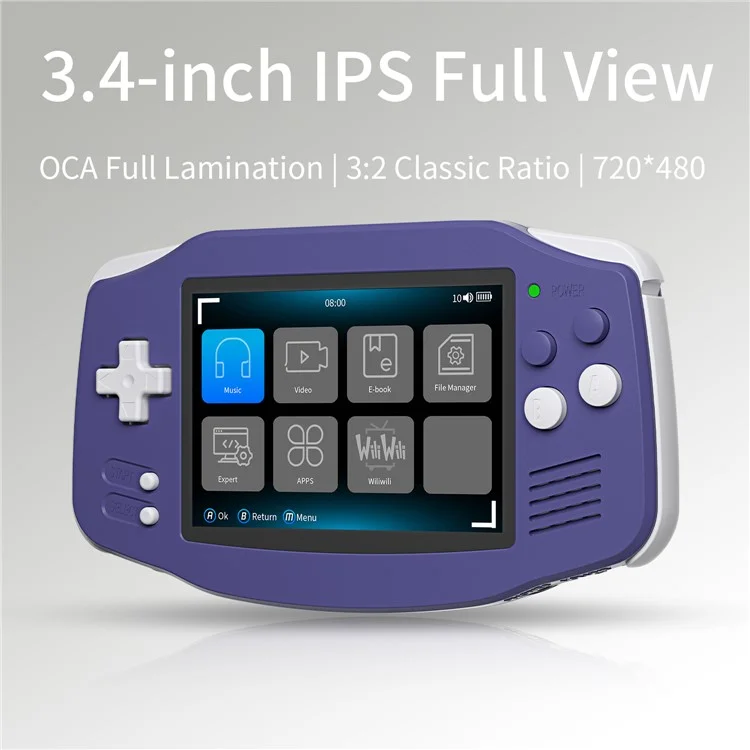 AMPOWN RG 34XX 3,4 Zoll IPS-Bildschirm Linux-System Retro-Handheld-Spielekonsole mit 32G TF-Karte - Blau