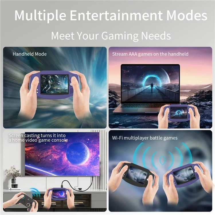 AMPOWN RG 34XX 3,4 Zoll IPS-Bildschirm Linux-System Retro-Handheld-Spielekonsole mit 32G TF-Karte - Blau