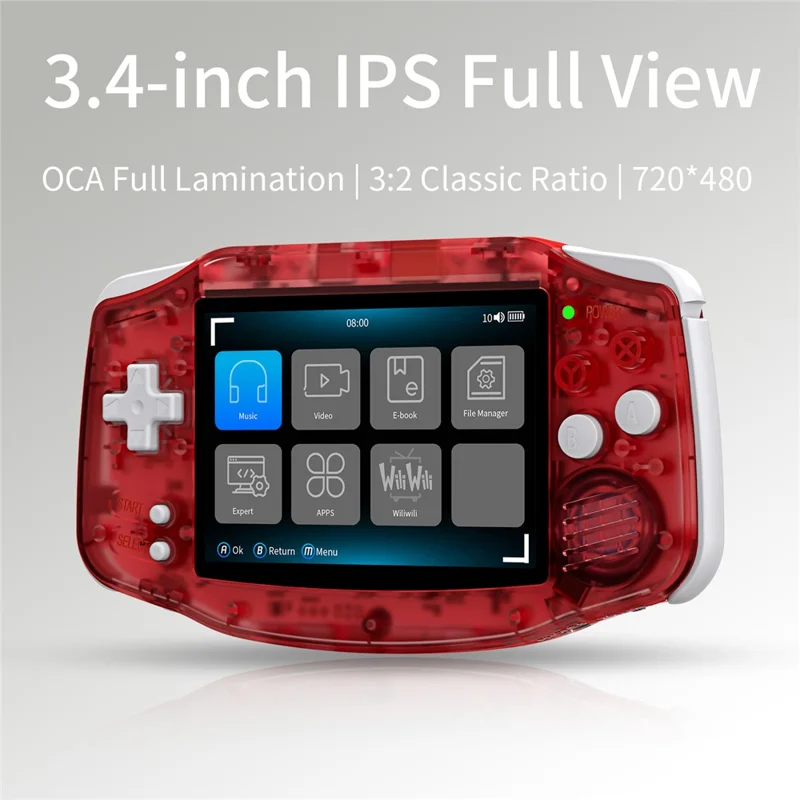 ANBERNIC RG 34XX 3.4 Inch IPS Screen Linux System Retro Handheld Gaming Console with 32G TF Card - Red