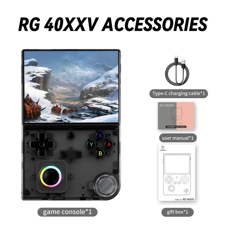 ANBERNIC RG40XXV 4-Zoll-IPS-Bildschirm Bluetooth / WLAN-Handheld-Spielekonsole für HD-Fernseher (mit 32 GB + 64 GB SD-Karte) - Schwarz