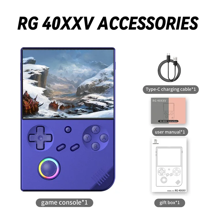 ANBERNIC RG40XXV 4 Inch IPS Screen Bluetooth-compatible  /  WiFi Handheld Game Console for HD TV ( with 32G + 128G TF Card ) - Blue