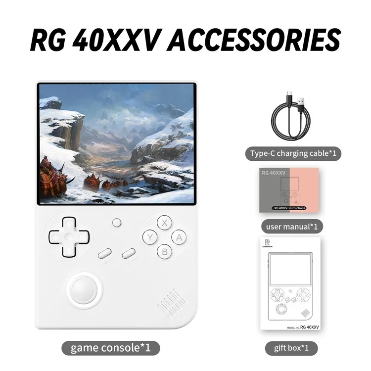 ANBERNIC RG40XXV Console da gioco portatile con schermo IPS da 4 pollici, Bluetooth e WiFi per TV HD (con scheda TF da 32G + 256G) - Bianco