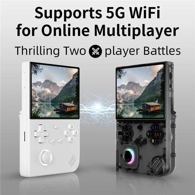 ANBERNIC RG40XXV Console da gioco portatile con schermo IPS da 4 pollici, Bluetooth e WiFi per TV HD (con scheda TF da 32G + 256G) - Bianco