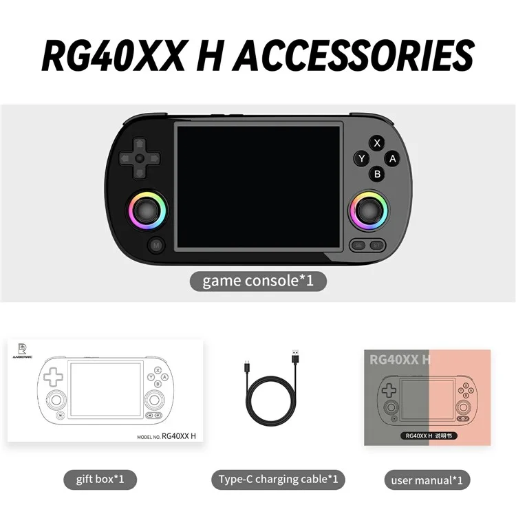 AMPOWN RG40XXH 32G Handheld Game Console 4 Inch Screen WIFI Controller HD TV Connection Gaming Machine - Black