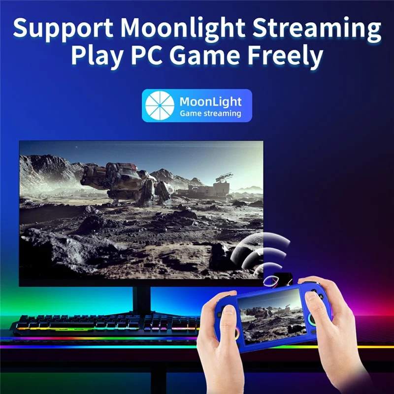 AMPOWN RG40XXH 32G Handheld Game Console 4 Inch Screen WIFI Controller HD TV Connection Gaming Machine - Blue