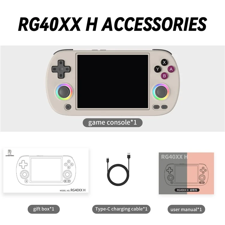ANBERNIC RG40XXH tragbare Spielekonsole für HD-Fernseher mit Wireless-Controller mit 32G + 64G TF-Karte - Grau