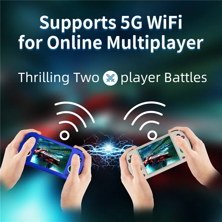 ANBERNIC RG40XXH Handheld Game Console for HD TV Wireless Controller with 32G + 128G TF Card - Blue