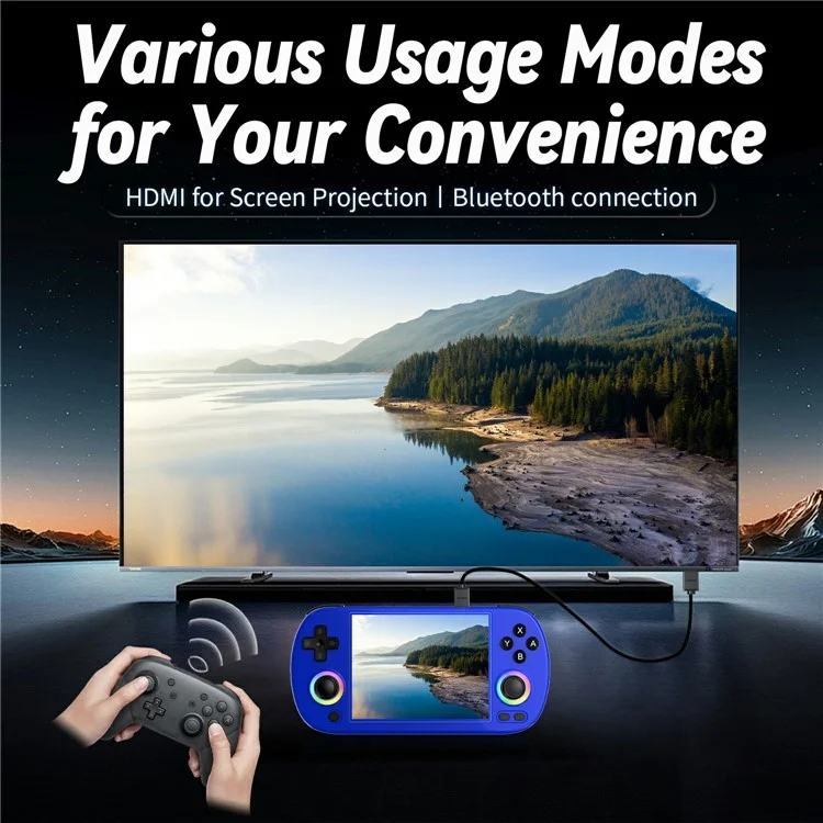 ANBERNIC RG40XXH Handheld Game Console for HD TV Wireless Controller with 32G + 128G TF Card - Blue