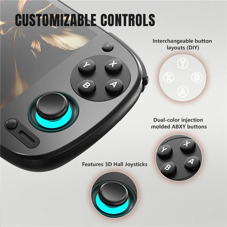 AMPOWN Retroid Pocket 5 Open Source Handheld Game Console 8G Memory Android 13 Wireless Controller with 128G TF Card - White
