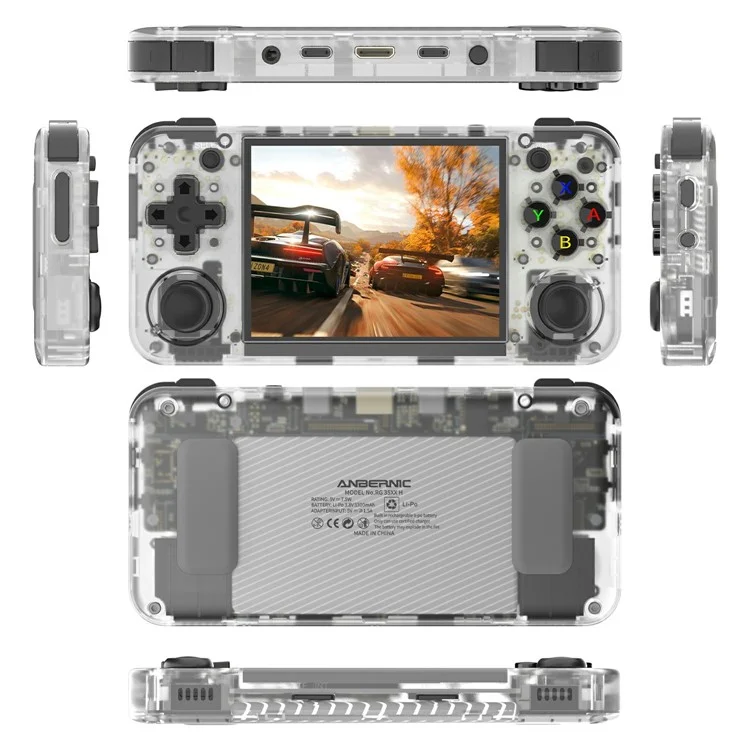Console da gioco portatile AMPOWN RG35XXH 32G + 256G Retro Arcade Open Source WiFi Bluetooth - Bianco trasparente