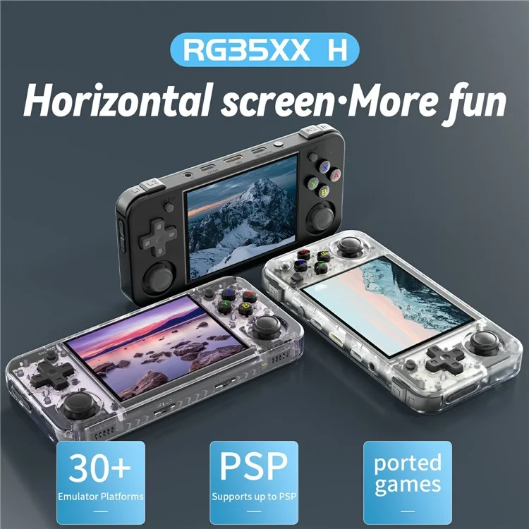 Console da gioco portatile AMPOWN RG35XXH 32G + 256G Retro Arcade Open Source WiFi Bluetooth - Bianco trasparente