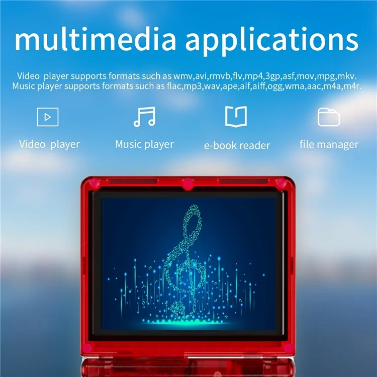 Console portatile retrò AMPOWN RG35XXSP 32G con WiFi e Bluetooth - Rosso trasparente