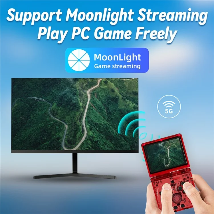 AMPOWN RG35XXSP 32G + 64G Console de jogos portátil retrô dobrável com Wi-Fi e Bluetooth - Vermelho Transparente