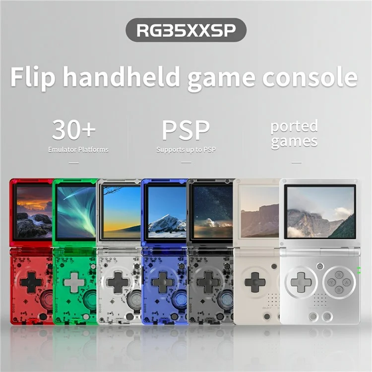 AMPOWN RG35XXSP 32G + 64G Console de jogos portátil retrô dobrável com Wi-Fi e Bluetooth - Vermelho Transparente