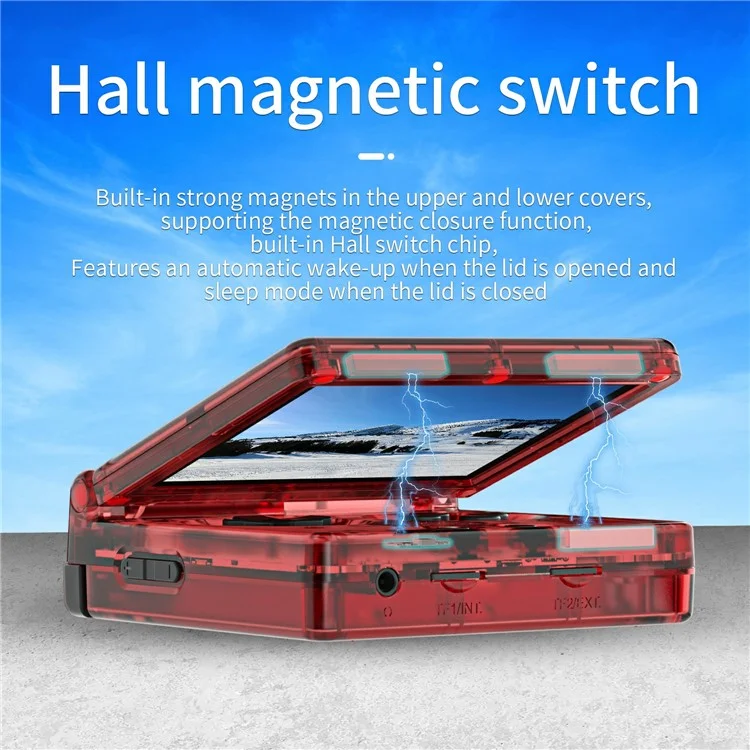 AMPOWN RG35XXSP 32G + 64G Console de jogos portátil retrô dobrável com Wi-Fi e Bluetooth - Vermelho Transparente