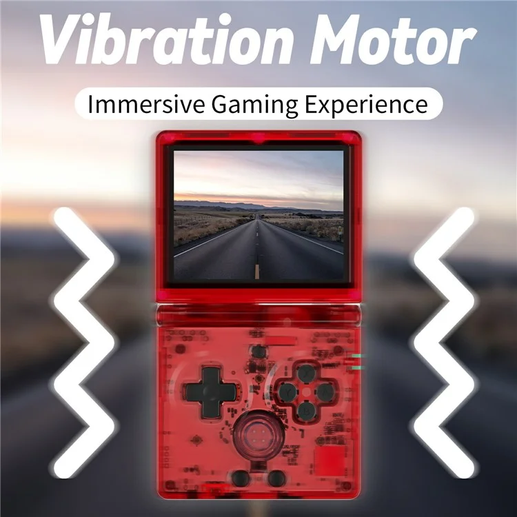AMPOWN RG35XXSP 32G + 64G Console de jogos portátil retrô dobrável com Wi-Fi e Bluetooth - Vermelho Transparente