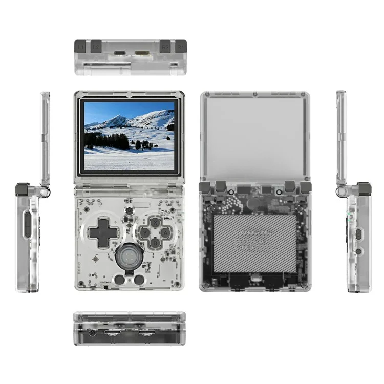 ANBERNIC RG35XXSP Flip Handheld Game Console Retro Wireless Controller with 32G + 128G TF Card - Transparent White