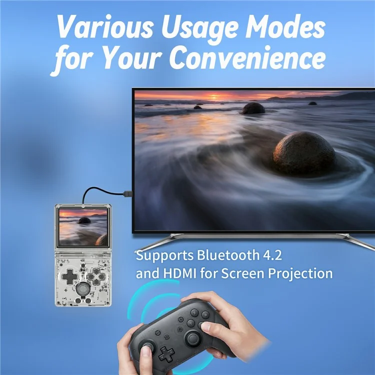 ANBERNIC RG35XXSP Flip Handheld Game Console Retro Wireless Controller with 32G + 128G TF Card - Transparent White