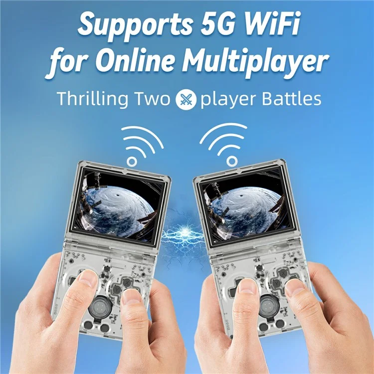 ANBERNIC RG35XXSP Flip Handheld Game Console Retro Wireless Controller with 32G + 128G TF Card - Transparent White