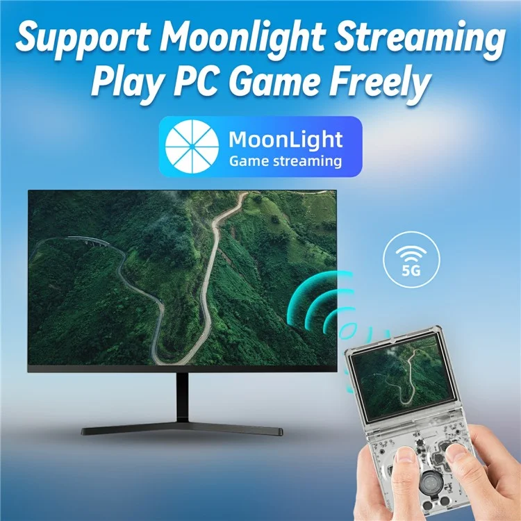 ANBERNIC RG35XXSP Flip Handheld Game Console Retro Wireless Controller with 32G + 128G TF Card - Transparent White