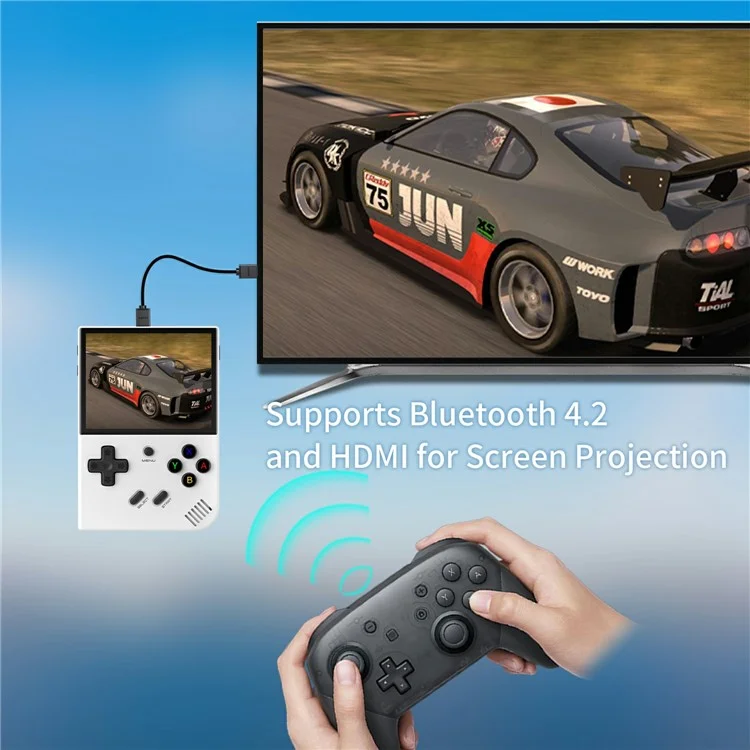 ANBERNIC RG35XX PLUS Console portatile da gioco con schermo IPS da 3,5 pollici Retro Arcade Controller con scheda TF da 32G - Bianco