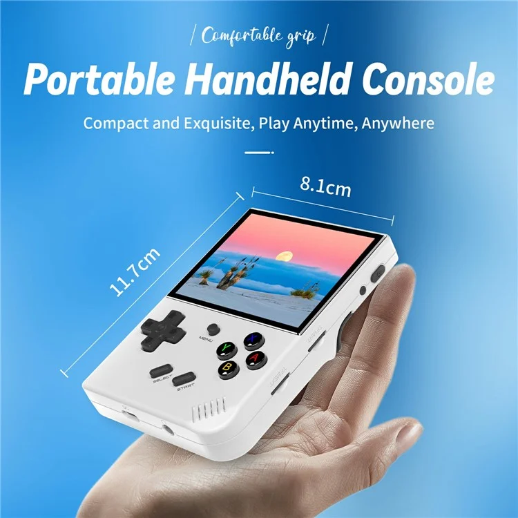 Console de jeu portable rétro Anbernic RG35XX PLUS avec écran IPS de 3,5 pouces, contrôleur d'arcade et carte TF de 32 Go + 64 Go - Blanc
