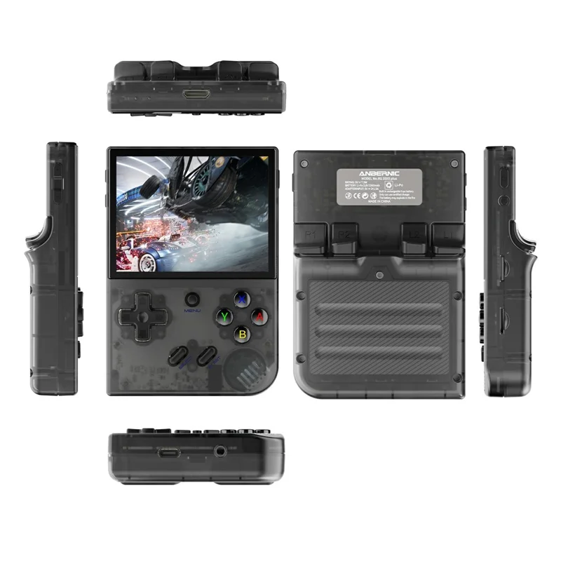 ANBERNIC RG35XX PLUS 3.5 Inch IPS Screen Handheld Game Console Retro Arcade Controller with 32G + 128G TF Card - Transparent Black
