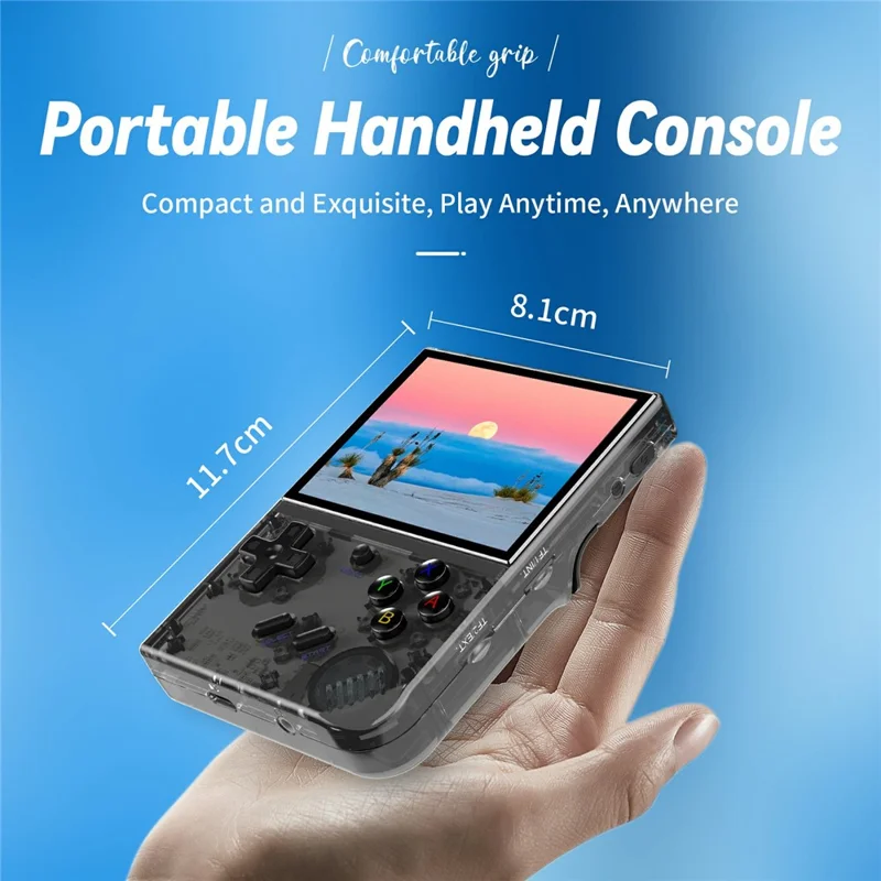 ANBERNIC RG35XX PLUS 3.5 Inch IPS Screen Handheld Game Console Retro Arcade Controller with 32G + 128G TF Card - Transparent Black