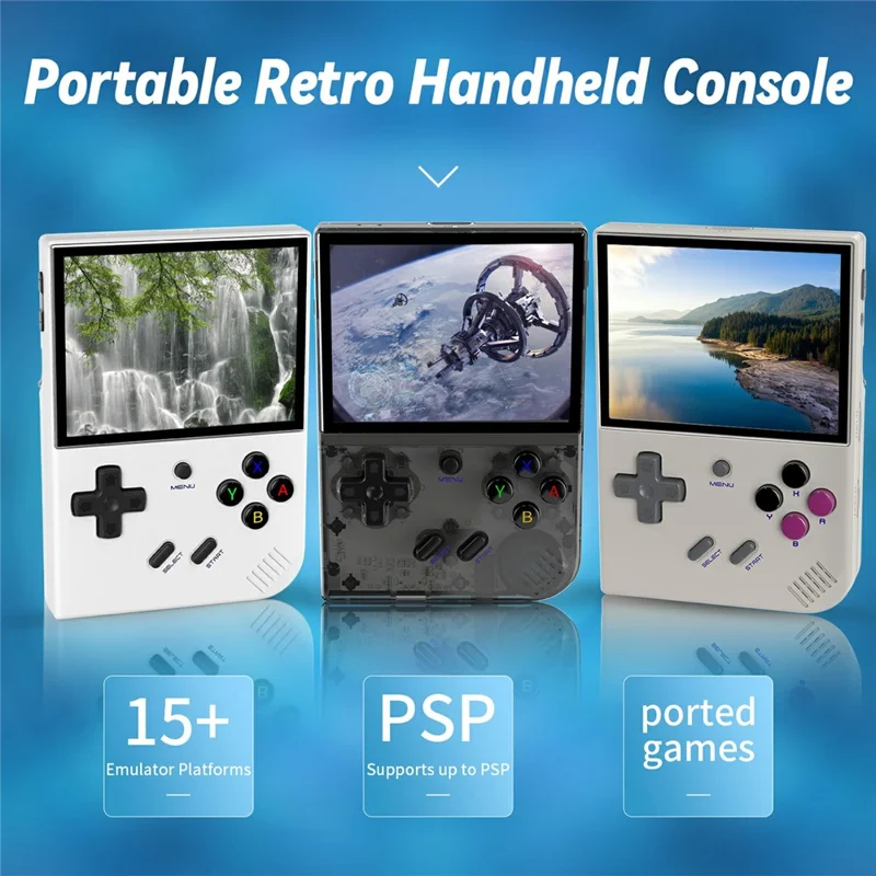 ANBERNIC RG35XX PLUS 3.5 Inch IPS Screen Handheld Game Console Retro Arcade Controller with 32G + 128G TF Card - Transparent Black