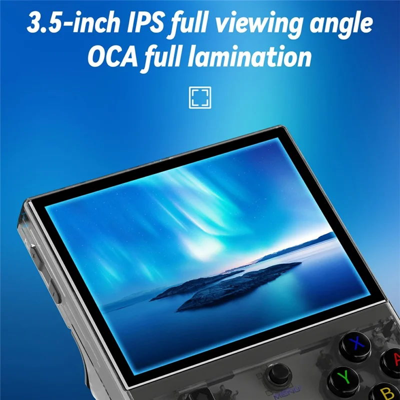 ANBERNIC RG35XX PLUS 3.5 Inch IPS Screen Handheld Game Console Retro Arcade Controller with 32G + 128G TF Card - Transparent Black