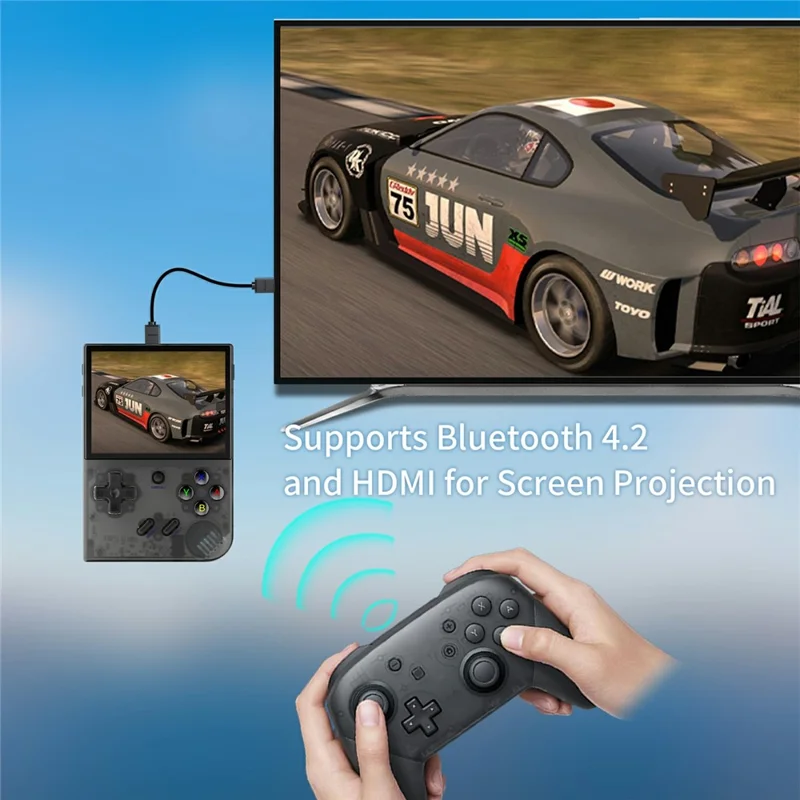 ANBERNIC RG35XX PLUS 3.5 Inch IPS Screen Handheld Game Console Retro Arcade Controller with 32G + 128G TF Card - Transparent Black