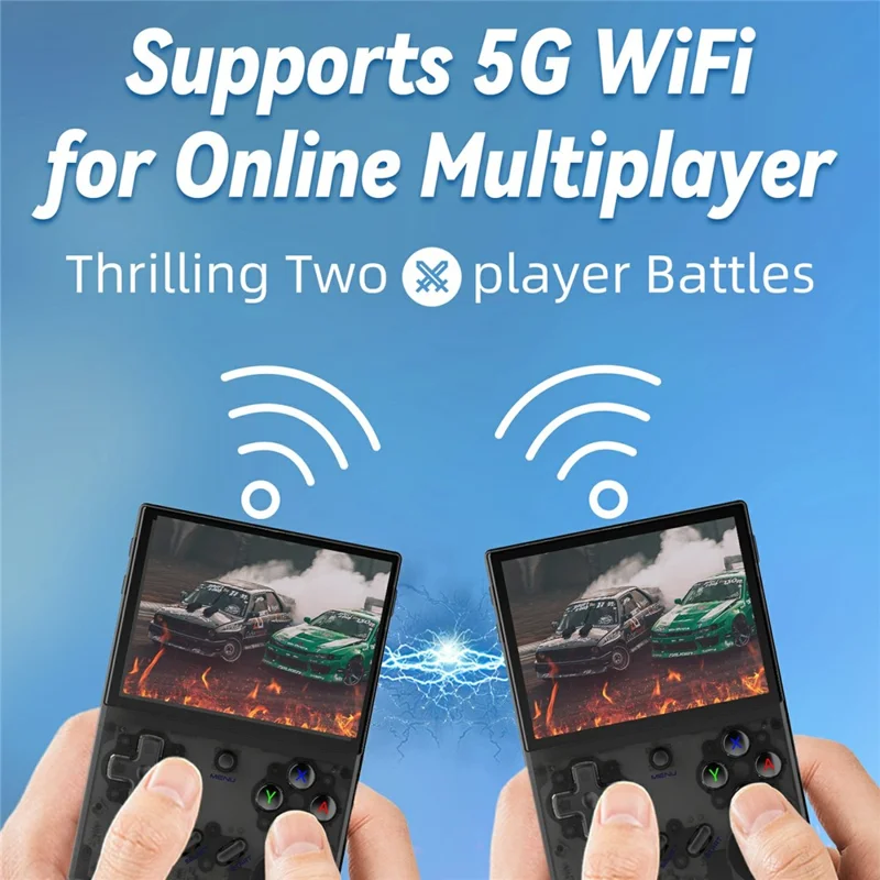 ANBERNIC RG35XX PLUS 3.5 Inch IPS Screen Handheld Game Console Retro Arcade Controller with 32G + 128G TF Card - Transparent Black