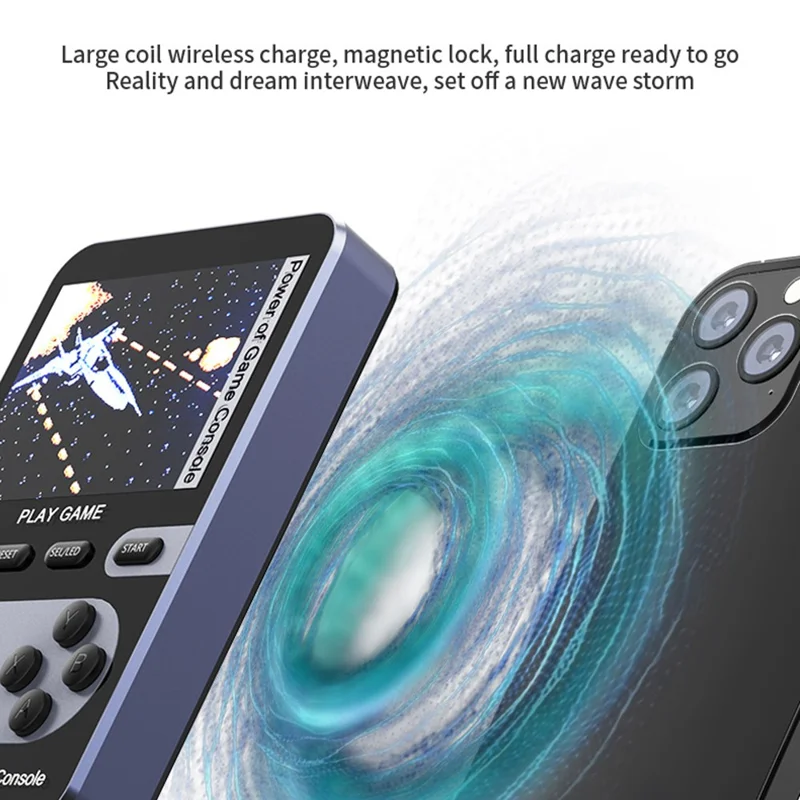 001 15W Magnetic Wireless Fast Charging Power Bank Handheld Game Console with Built-in 500 Games - Gold