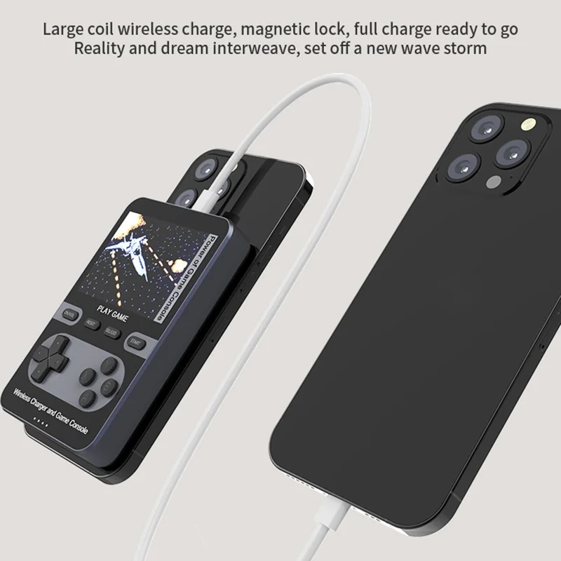 001 15W Magnetic Wireless Fast Charging Power Bank Handheld Game Console with Built-in 500 Games - Blue