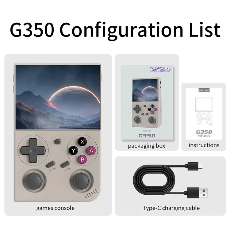 ANBERNIC G350 128GB Tragbare Spielkonsole WiFi Multiplayer-Spielgerät mit Unterstützung für kabelgebundenen Controller - Grau
