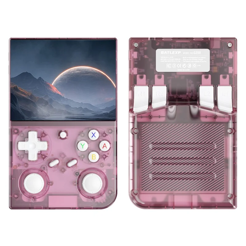 ANBERNIC G350 128GB Handheld Game Console WiFi Multiplayer Game Machine Support Wired Controller - Transparent Pink