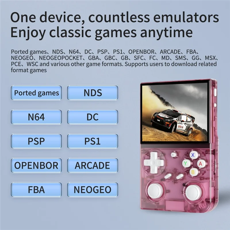 ANBERNIC G350 128GB Handheld Game Console WiFi Multiplayer Game Machine Support Wired Controller - Transparent Pink