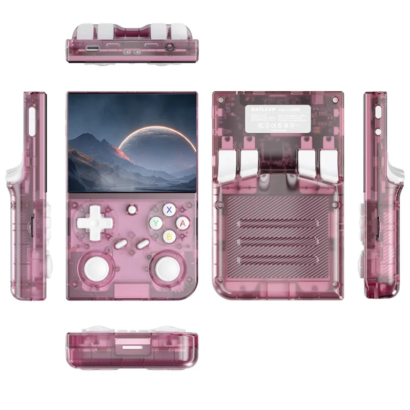 ANBERNIC G350 128GB Handheld Game Console WiFi Multiplayer Game Machine Support Wired Controller - Transparent Pink